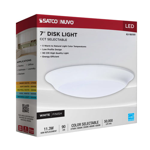 Satco Nuvo 62-1801R1 7 LED Disk Light White Finish
