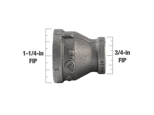 B&K Industries 1-1/4-in x 3/4-in FIP Black Iron Reducing Coupling - Bulk